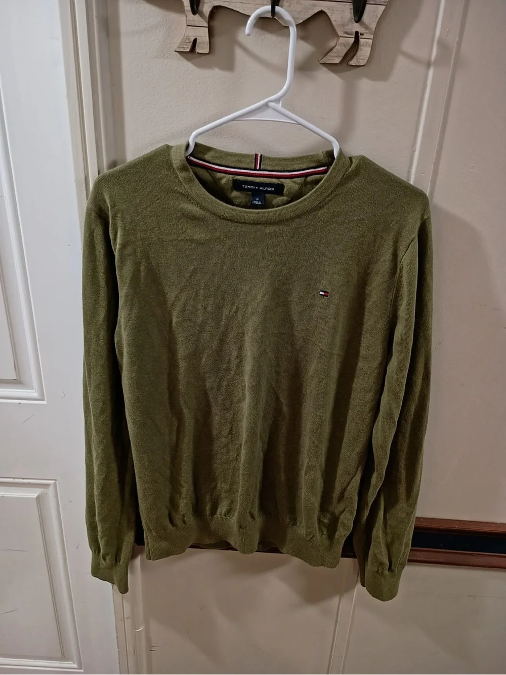 Tommy Hilfiger Men's Olive Green Crewneck Sweater